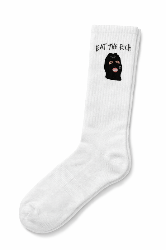 Eat The Rich White Sock